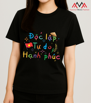Áo thun unisex màu đen - May Đồng Phục Sao Mai - Công Ty TNHH Thương Mại Sao Mai