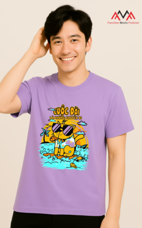 Áo thun unisex màu tím nhạt - May Đồng Phục Sao Mai - Công Ty TNHH Thương Mại Sao Mai