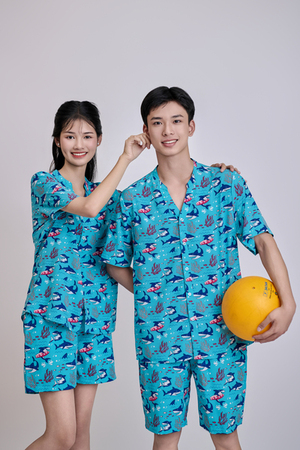 Set đồ bộ đi biển họa tiết cá mập - May Đồng Phục Sao Mai - Công Ty TNHH Thương Mại Sao Mai