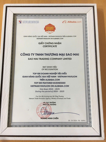 Top 100 doanh nghiệp tiêu biểu gian hàng quốc gia Việt Nam - May Đồng Phục Sao Mai - Công Ty TNHH Thương Mại Sao Mai