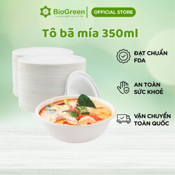 Chén/ tô bã mía 500ml phân hủy tự nhiên