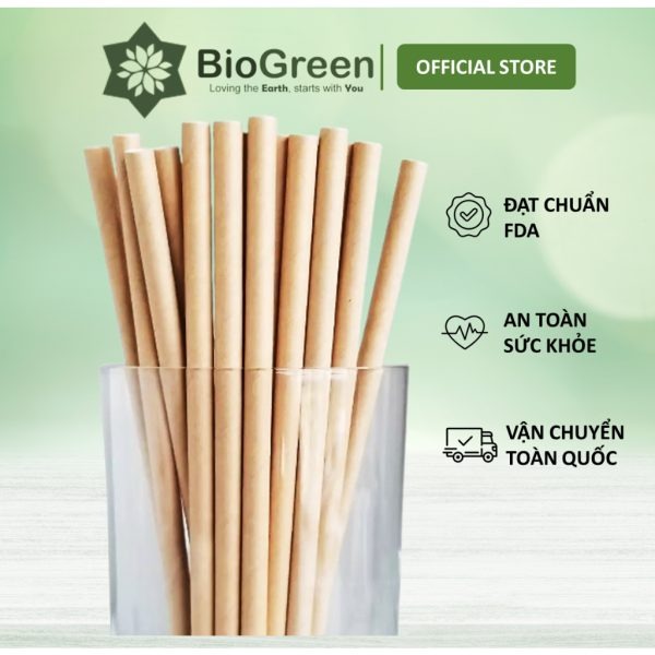 Ống hút giấy nâu phi 8