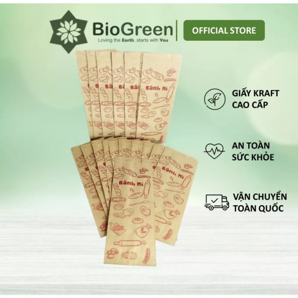 Túi bánh mì giấy nâu kraft cao cấp 24x10x4cm