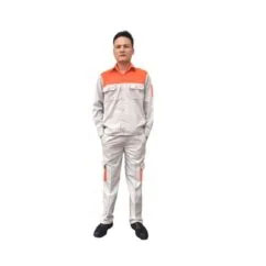 Quần áo Kaki ghi sáng phối cam - Giày Bảo Hộ Lao Động - Công Ty TNHH Thế Giới Bảo Hộ Lao Động