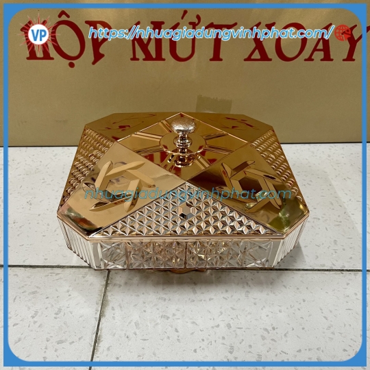 Hộp mứt vuông xi - Nhựa Gia Dụng Vinh Phát - Công Ty TNHH Một Thành Viên Thương Mại - Sản Xuất Vinh Phát