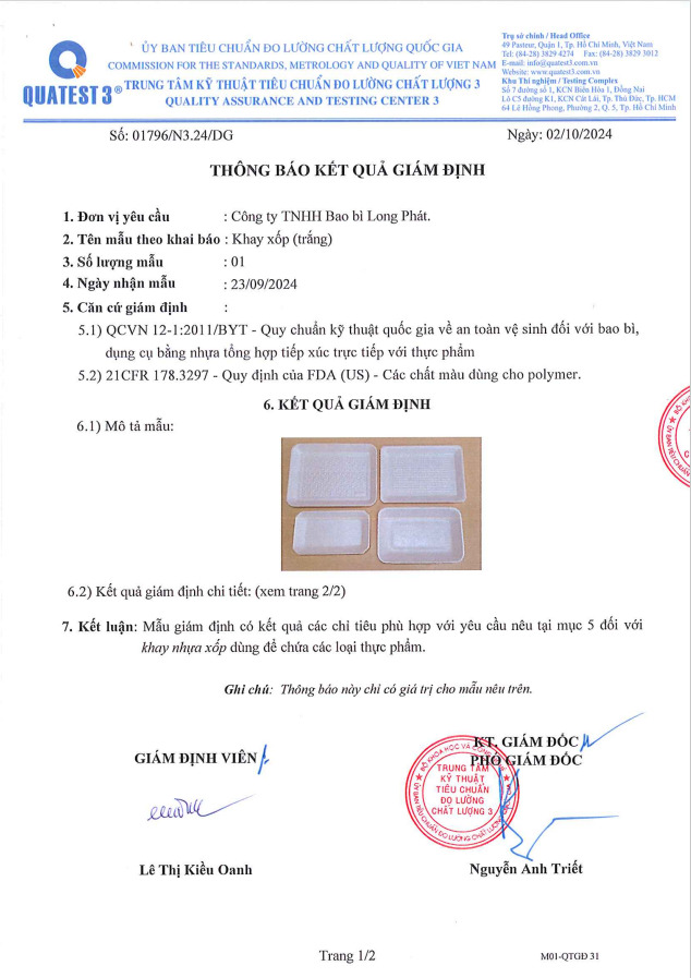 Chứng chỉ, chứng nhận - Bao Bì Long Phát - Công Ty TNHH Bao Bì Long Phát