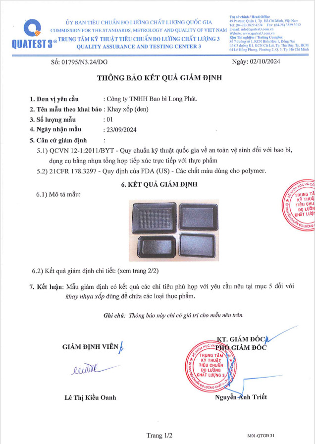 Chứng chỉ, chứng nhận - Bao Bì Long Phát - Công Ty TNHH Bao Bì Long Phát