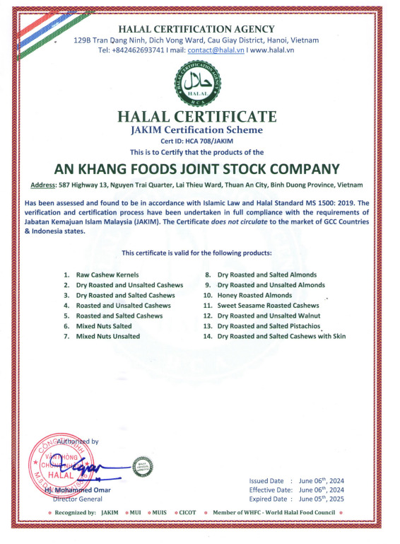 HALAL - Hạt Dinh Dưỡng An Khang - Công Ty Cổ Phần Thực Phẩm An Khang