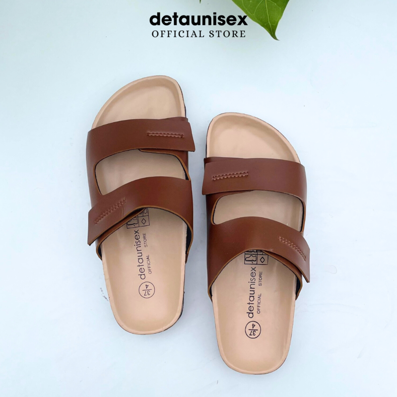 Dép đế trấu da bò 2 khóa màu bò - Giày Dép Đế Trấu Sức Khỏe Detaunisex - Cơ Sở Sản Xuất Kinh Doanh Giày Dép Đế Trấu Detaunisex