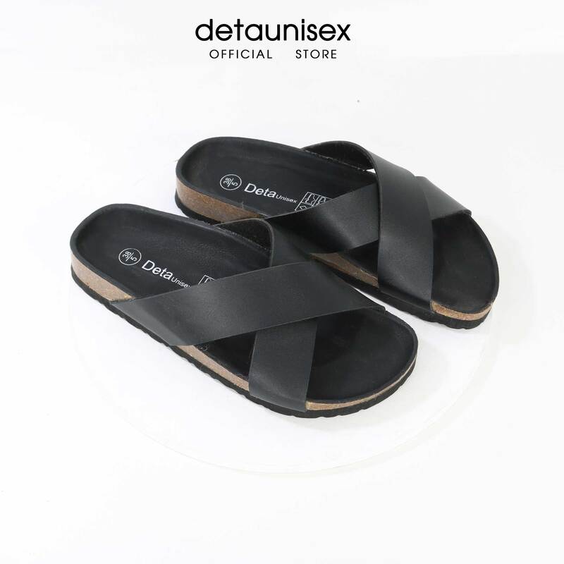 Dép đế trấu quai chéo lót PU màu đen - Giày Dép Đế Trấu Sức Khỏe Detaunisex - Cơ Sở Sản Xuất Kinh Doanh Giày Dép Đế Trấu Detaunisex
