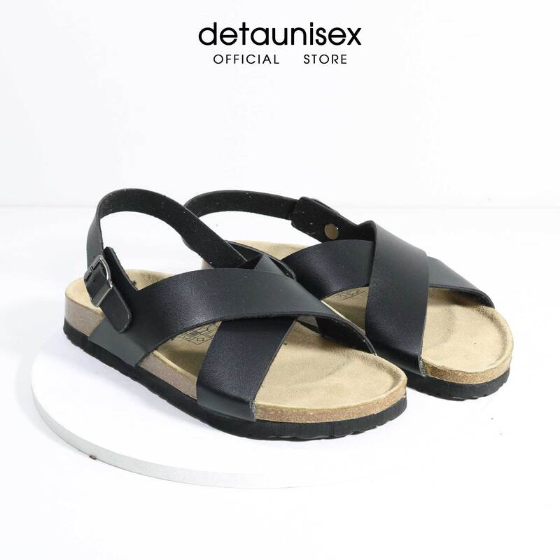 Giày Sandal quai hậu đế trấu quai chéo màu đen - Giày Dép Đế Trấu Sức Khỏe Detaunisex - Cơ Sở Sản Xuất Kinh Doanh Giày Dép Đế Trấu Detaunisex