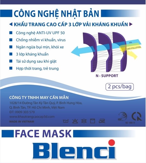 Khẩu trang kháng khuẩn 3 lớp - Khẩu Trang Vải Kháng Khuẩn - Công Ty TNHH May Cần Mẫn