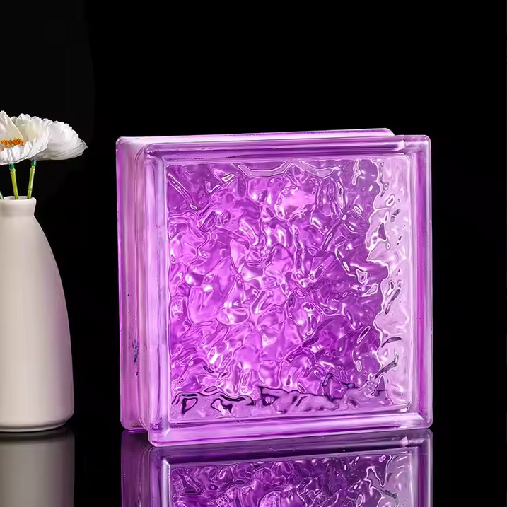 Gạch kính sóng màu tím 190x190x80mm - Nhôm Kính Âu Việt - Công Ty CP Đầu Tư Và Thương Mại Âu Việt