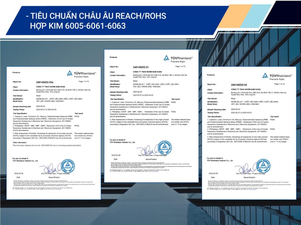 Chứng nhận tiêu chuẩn Châu Âu - Nhôm Nam Sung - Công Ty TNHH Nhôm Nam Sung