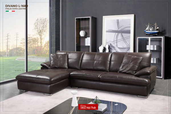 Sofa da chất liệu da bò ý dài 3.1m Divano L-1680 - BIZ Nội Thất - Công Ty TNHH BIZ Nội Thất