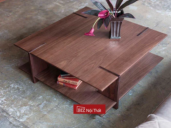 Bàn trà gỗ óc chó vuông BT-LT02 - BIZ Nội Thất - Công Ty TNHH BIZ Nội Thất