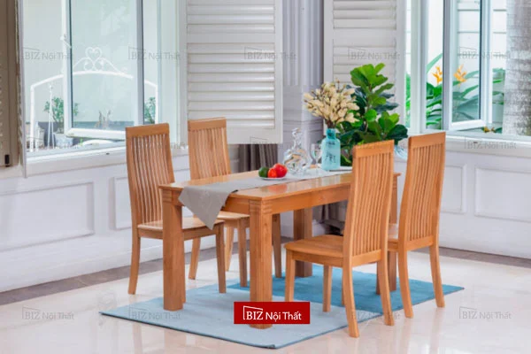 Bộ bàn ăn 4 ghế gỗ sồi Mỹ xuất Nhật Biznoithat TF-02 - BIZ Nội Thất - Công Ty TNHH BIZ Nội Thất