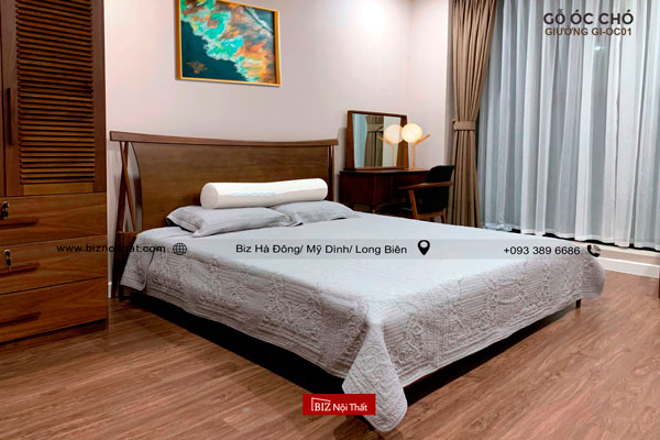Giường gỗ óc chó xuất khẩu Nhật Bản GI-OC01