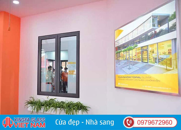 Cửa sổ quay 2 cánh nhôm Topal màu ghi - Cửa Nhôm Xingfa Glass - Công Ty Cổ Phần Xingfa Glass Việt Nam