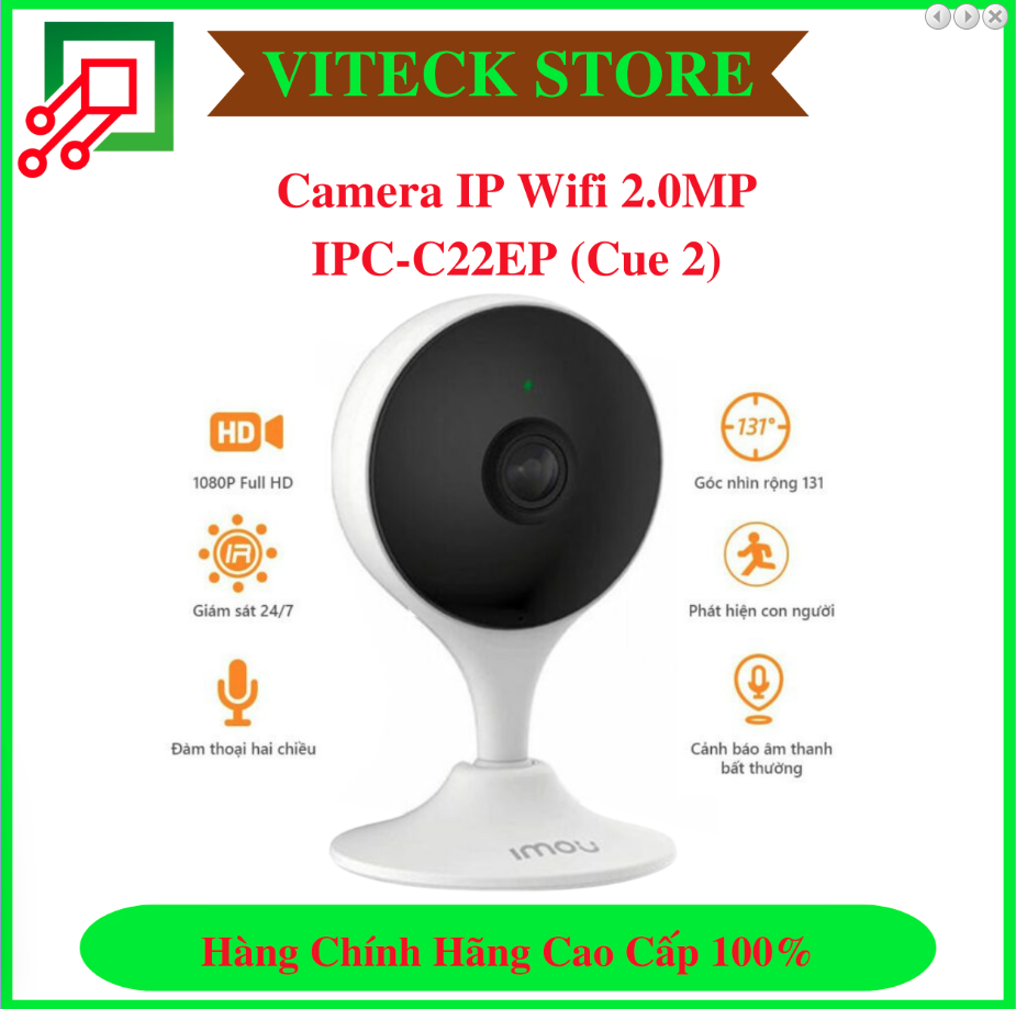 Camera IP Wifi 2.0MP IPC-C22EP (Cue 2) - Chuẩn nén hình ảnh H.265g - Thiết Bị An Ninh An Toàn VITECK - Công Ty TNHH Giải Pháp Công Nghệ VITECK