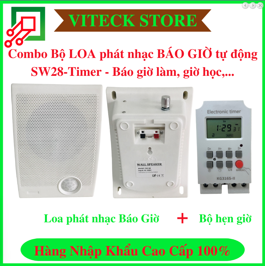 Combo loa phát nhạc báo giờ tự động SW58-Timer - Thiết Bị An Ninh An Toàn VITECK - Công Ty TNHH Giải Pháp Công Nghệ VITECK
