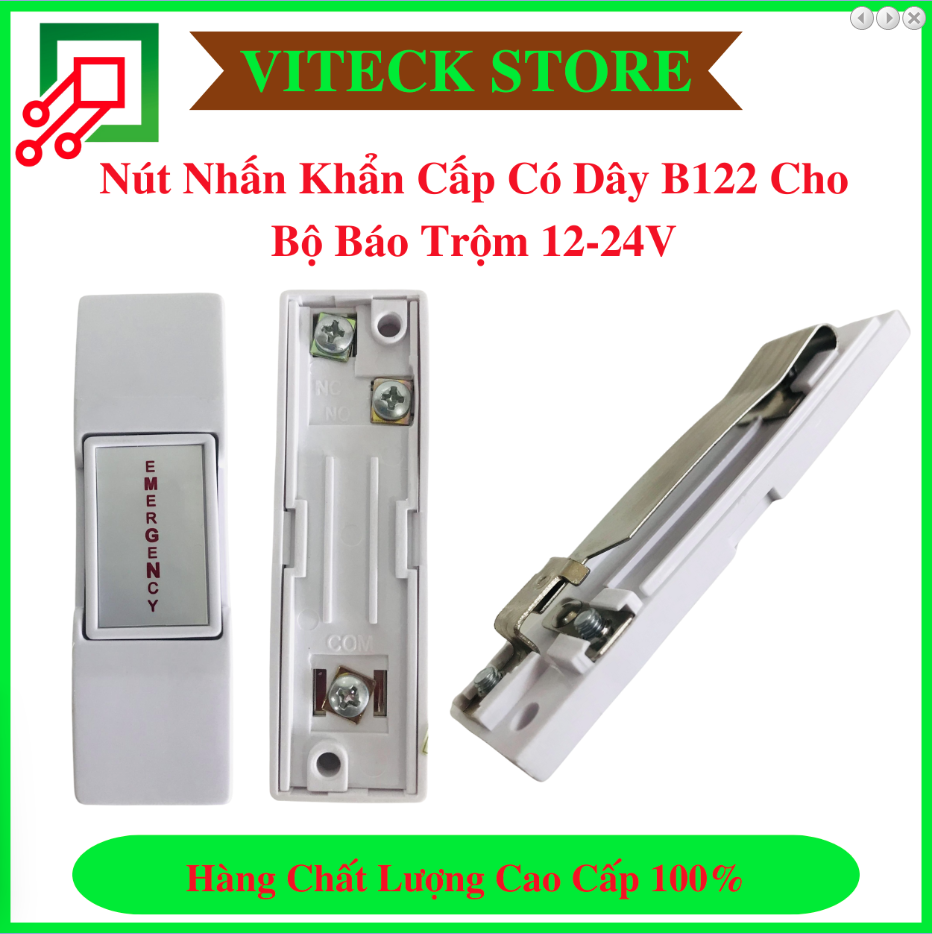 Nút nhấn khẩn cấp có dây B122 cho bộ báo trộm 12-24V - Thiết Bị An Ninh An Toàn VITECK - Công Ty TNHH Giải Pháp Công Nghệ VITECK