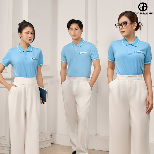 Áo đồng phục công ty air cool màu xanh oreo
