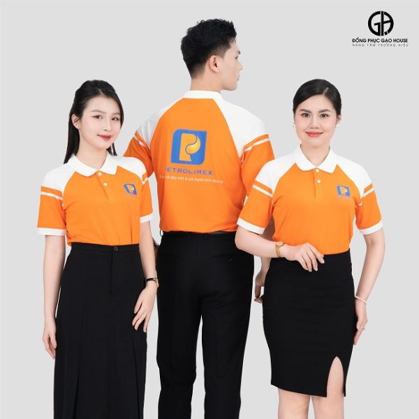 Áo đồng phục công ty Petrolimex cam trắng trẻ trung