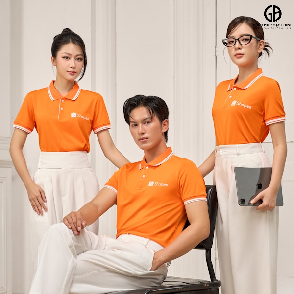 Áo thun đồng phục air cool màu cam shoppe cao cấp