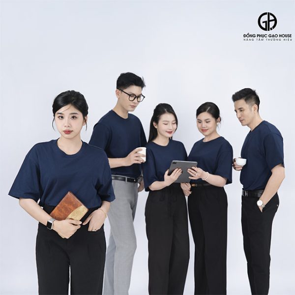 Áo thun đồng phục công ty cổ tròn trẻ trung