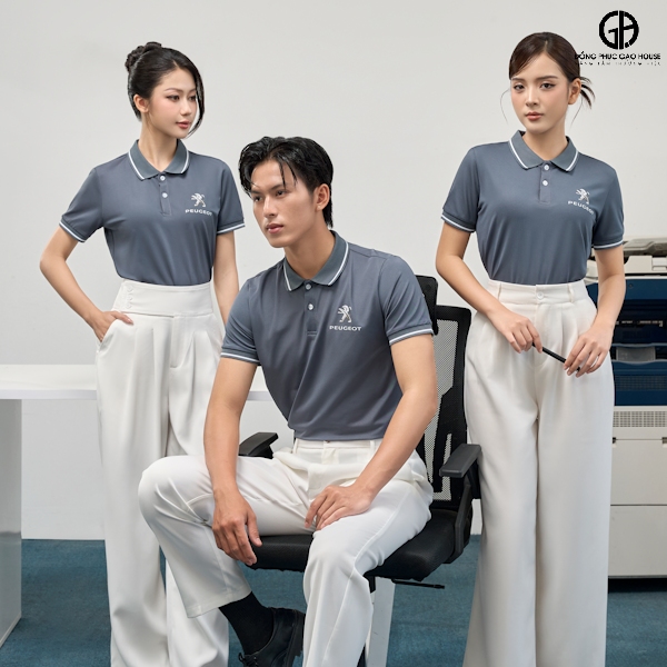 Áo thun đồng phục màu xám Peugeot cao cấp