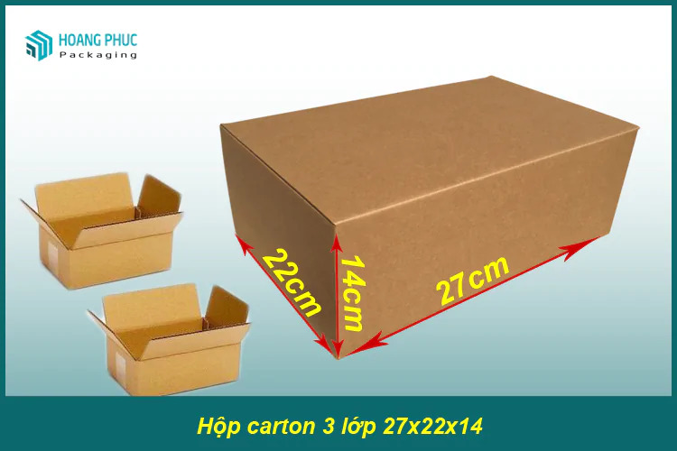 Thùng Carton 3 lớp 27x22x14