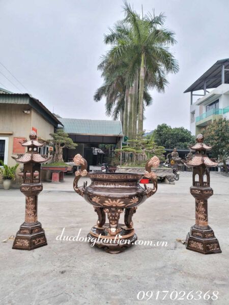 Bộ lư hương đèn đồng