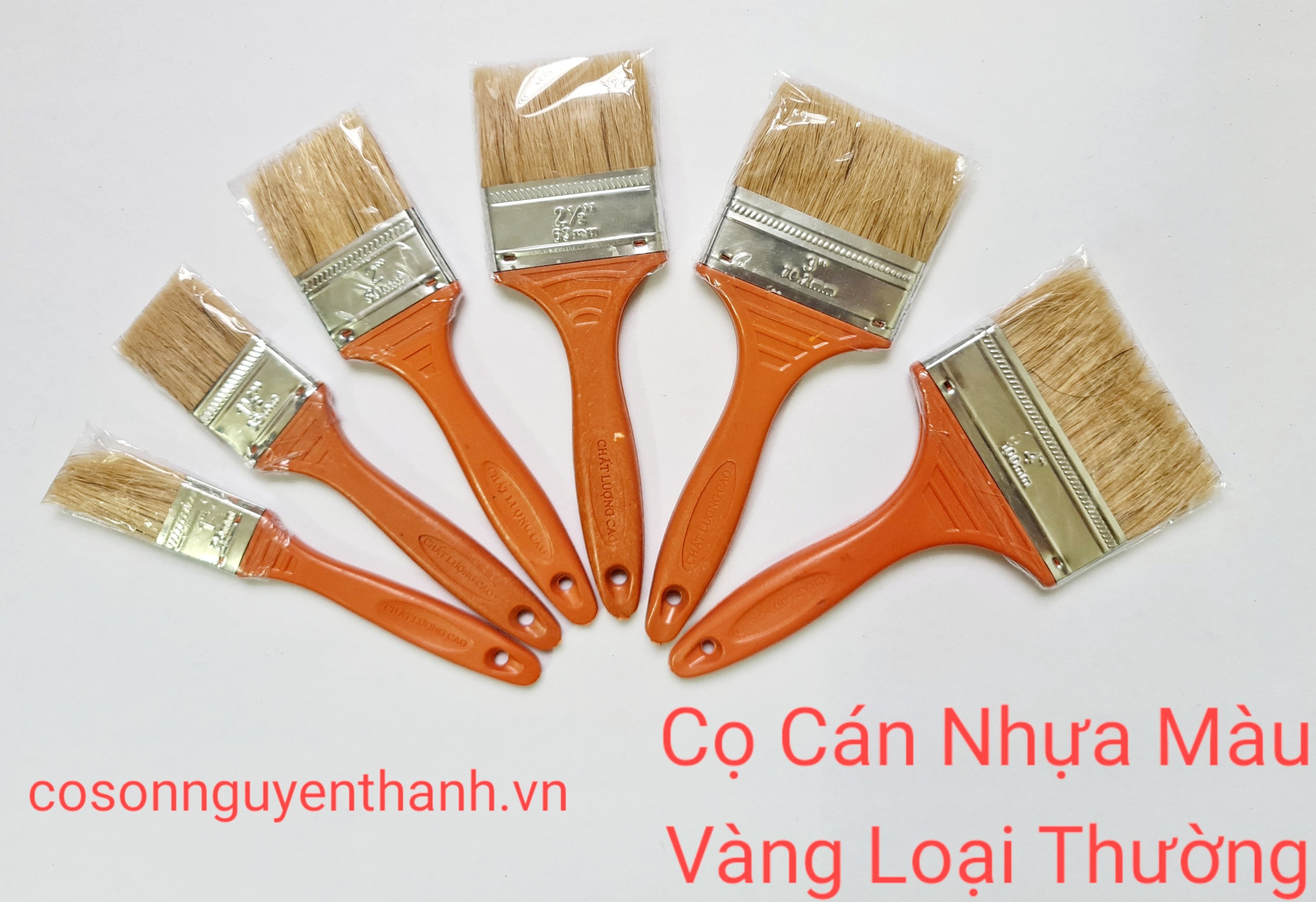 Cọ cán nhựa màu vàng loại thường - Công Ty TNHH Cọ Sơn Nguyễn Thanh