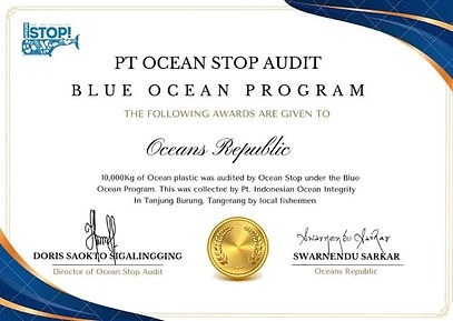 Chứng nhận Blue Ocean - Thủ Công Mỹ Nghệ Oceans Republic - Công Ty TNHH Oceans Republic