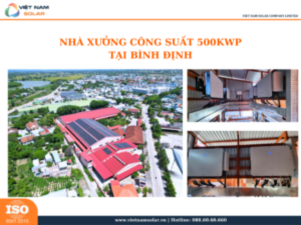 Nhà xưởng 550 kWp tại Bình Định - Điện Năng Lượng Mặt Trời Việt Nam Solar - Công Ty TNHH Việt Nam Solar