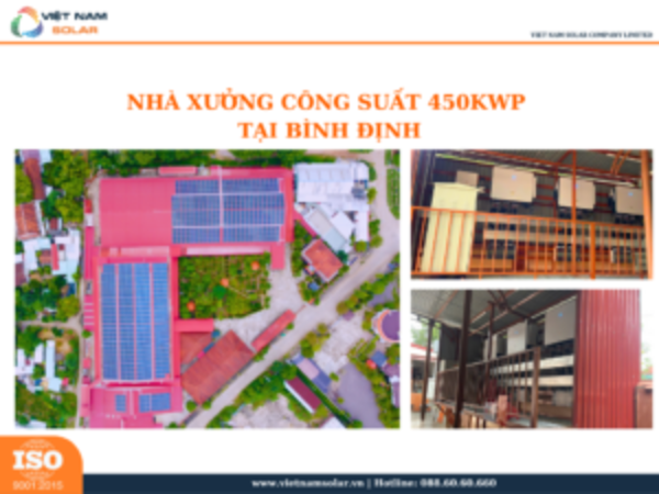 Nhà xưởng công suất 450 kWp tại Bình Định - Điện Năng Lượng Mặt Trời Việt Nam Solar - Công Ty TNHH Việt Nam Solar