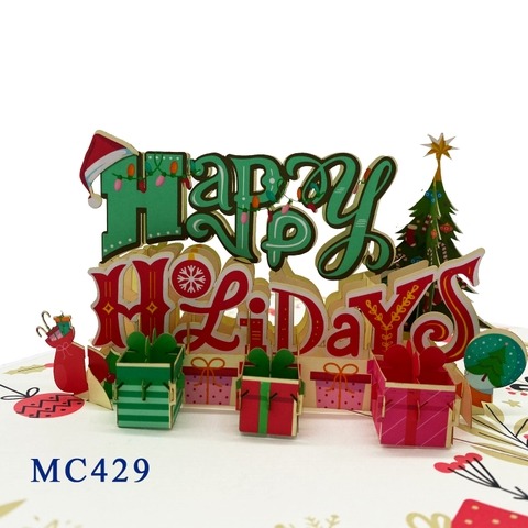 Thiệp 3D giáng sinh Happy Holidays