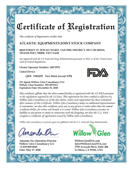 Certificate of Registration-FDA