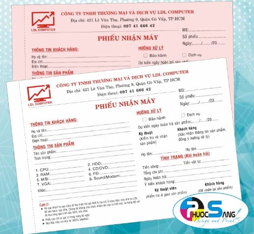 In biểu mẫu - In ấn Phước Sang - Công Ty TNHH Dịch Vụ In Phước Sang