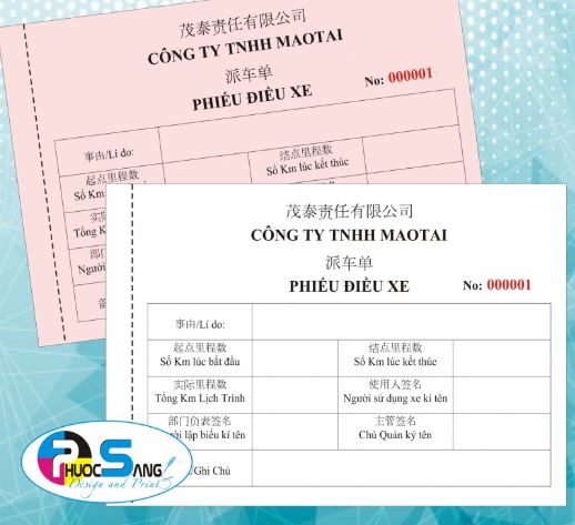 In biểu mẫu - In ấn Phước Sang - Công Ty TNHH Dịch Vụ In Phước Sang