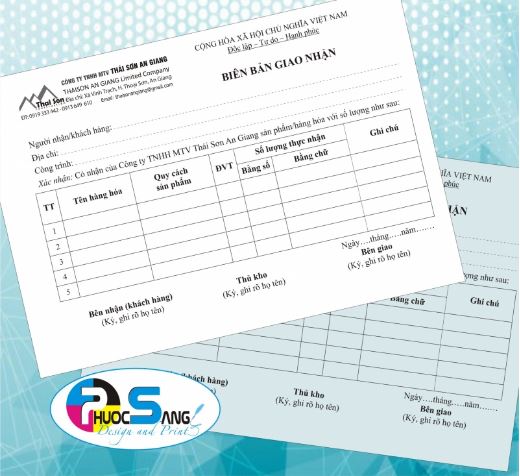 In biểu mẫu - In ấn Phước Sang - Công Ty TNHH Dịch Vụ In Phước Sang