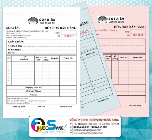 In biểu mẫu - In ấn Phước Sang - Công Ty TNHH Dịch Vụ In Phước Sang