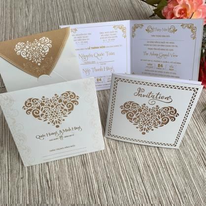 In thiệp cưới màu kem nhũ - In ấn Phước Sang - Công Ty TNHH Dịch Vụ In Phước Sang