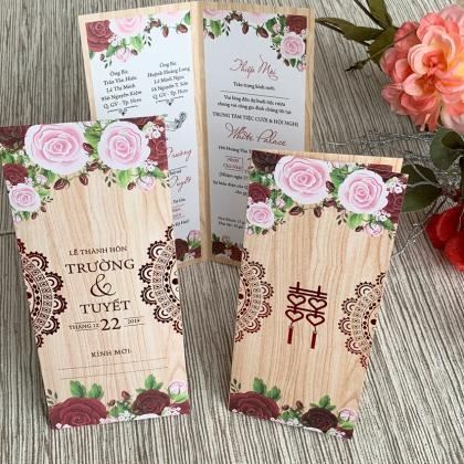 In thiệp cưới vân gỗ - In ấn Phước Sang - Công Ty TNHH Dịch Vụ In Phước Sang