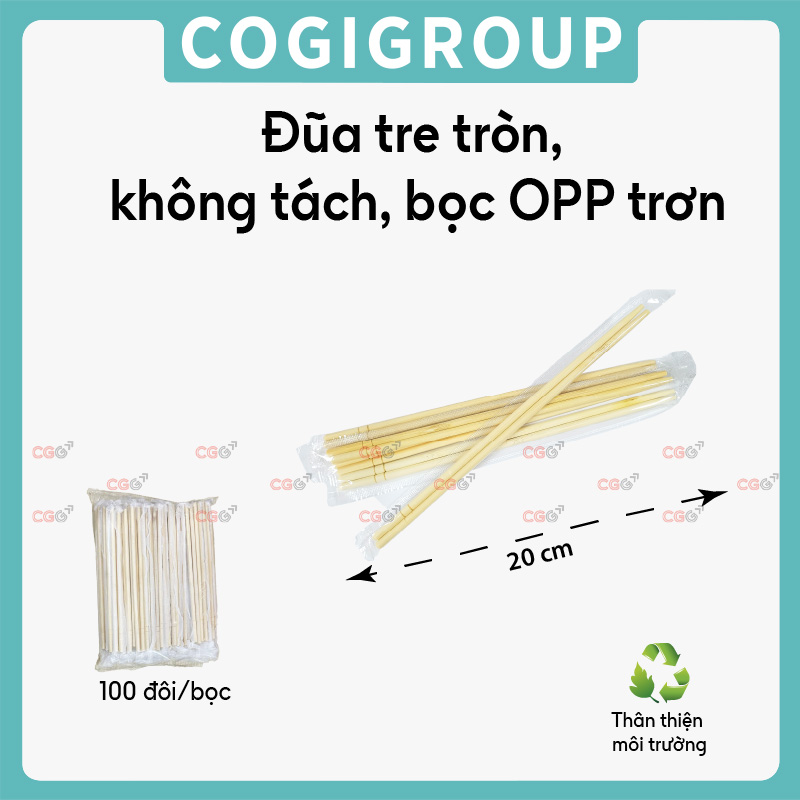 Đũa tre tròn, không tách, bọc OPP trơn