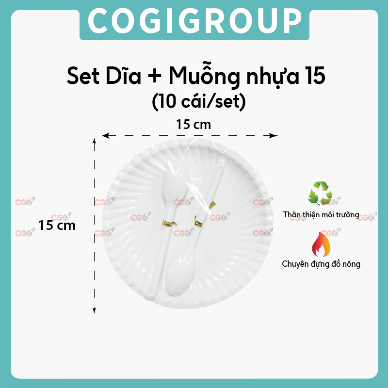 Set dĩa + muỗng nhựa 15