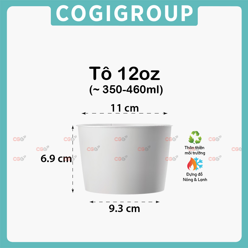 Tô giấy trắng 12oz