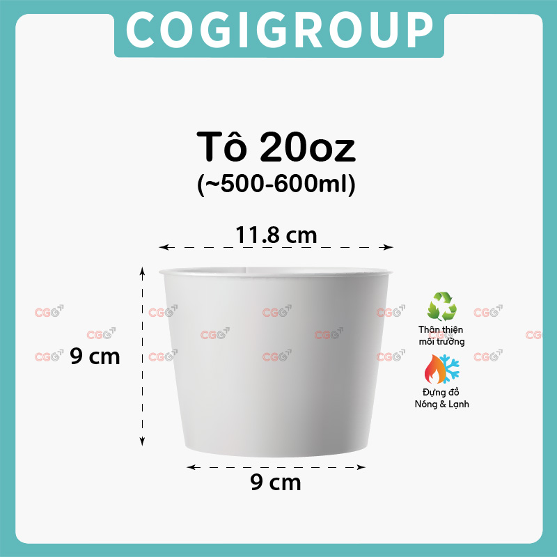 Tô giấy trắng 20oz