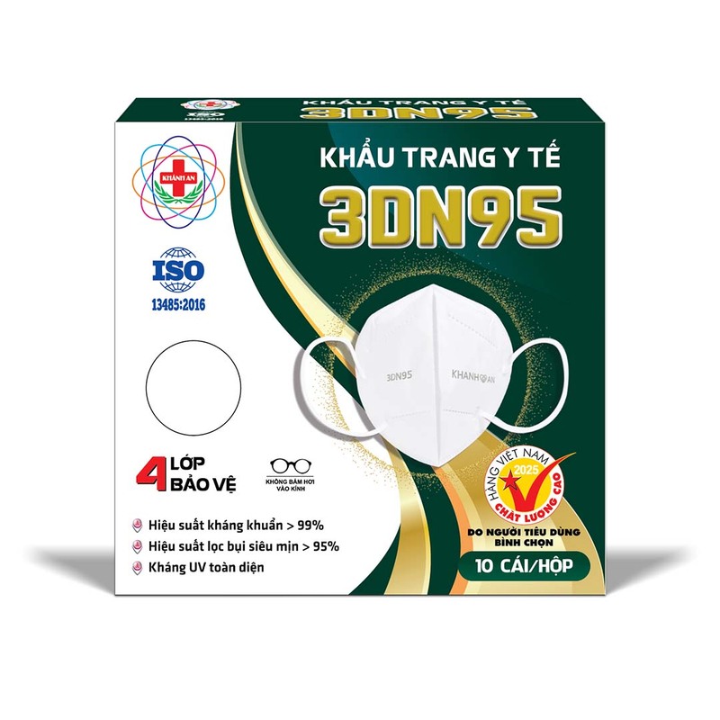 Khẩu trang y tế 3DN95 Khánh An (loại hộp 10 cái) - Khẩu Trang Y Tế Khánh An - Công Ty Cổ Phần Thương Mại Thiết Bị Khánh An